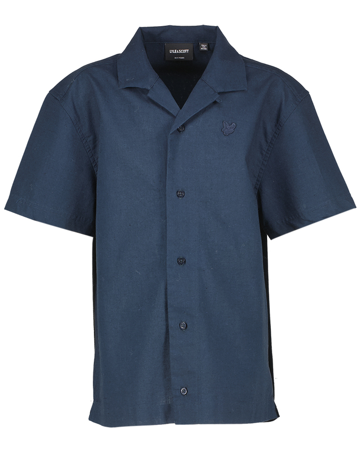 Donkerblauw hemd in katoen en linnen Lyle&Scott 