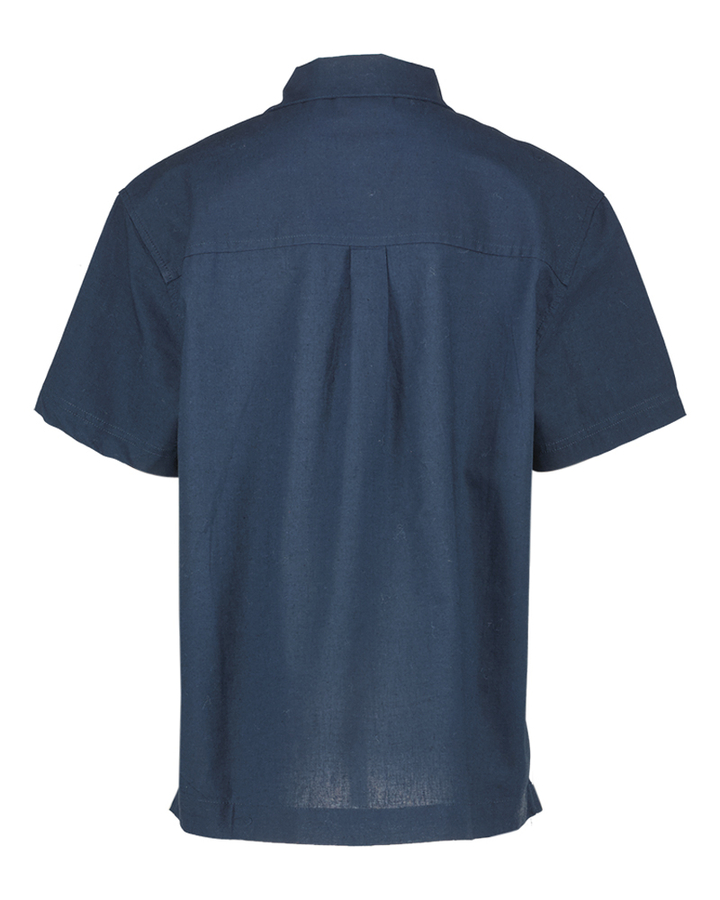 Donkerblauw hemd in katoen en linnen Lyle&Scott 