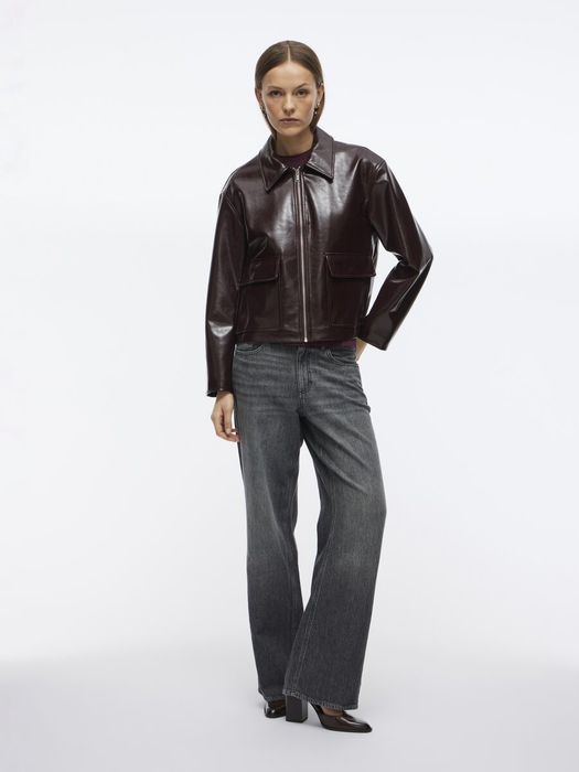 Bordeaux leren jas met opgestikte zakken Vijenora Vila