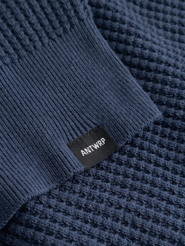 Blauwe polo met wafelstructuur Antwrp