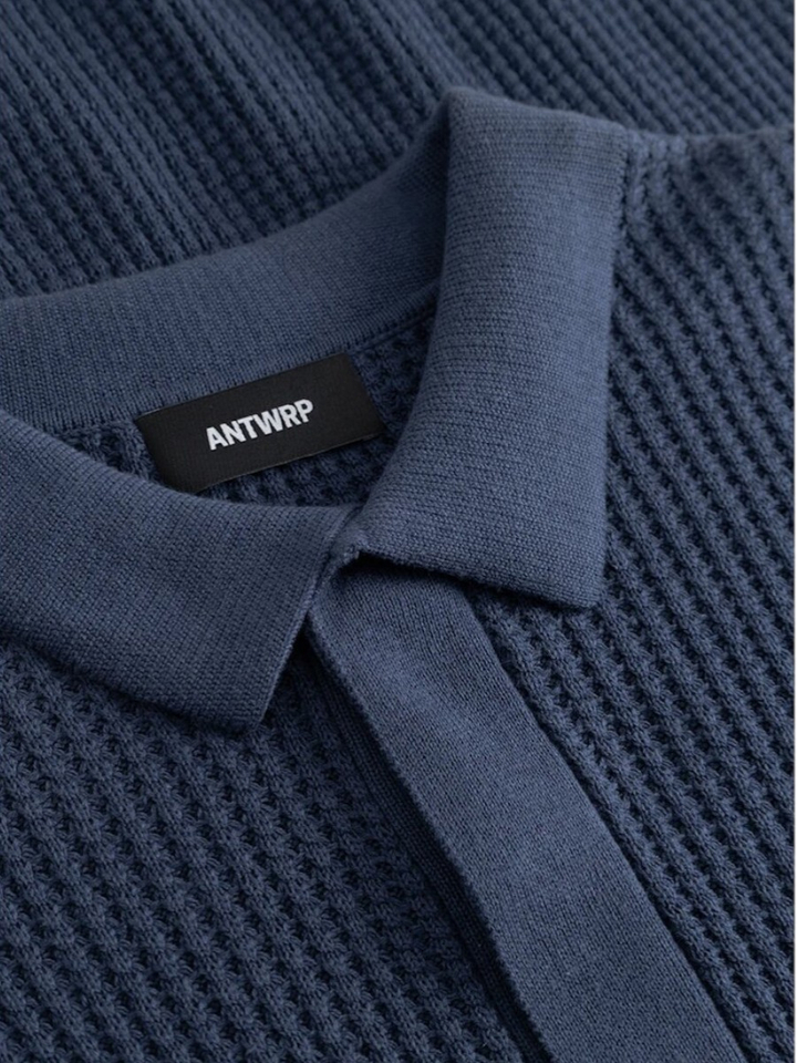 Blauwe polo met wafelstructuur Antwrp