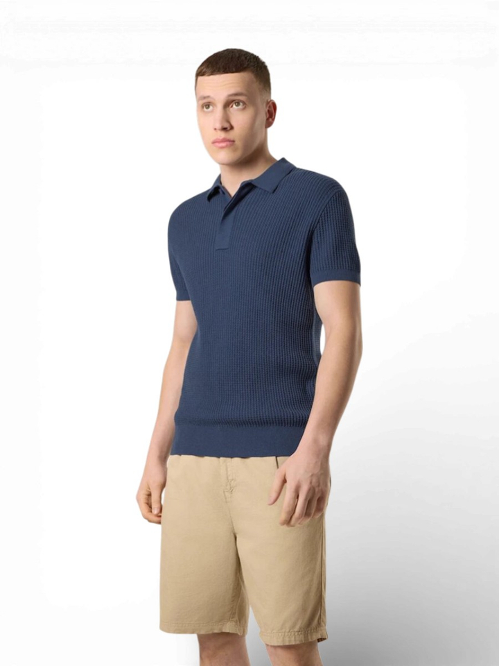 Blauwe polo met wafelstructuur Antwrp