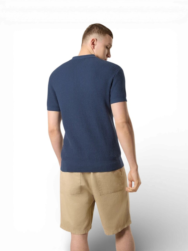 Blauwe polo met wafelstructuur Antwrp