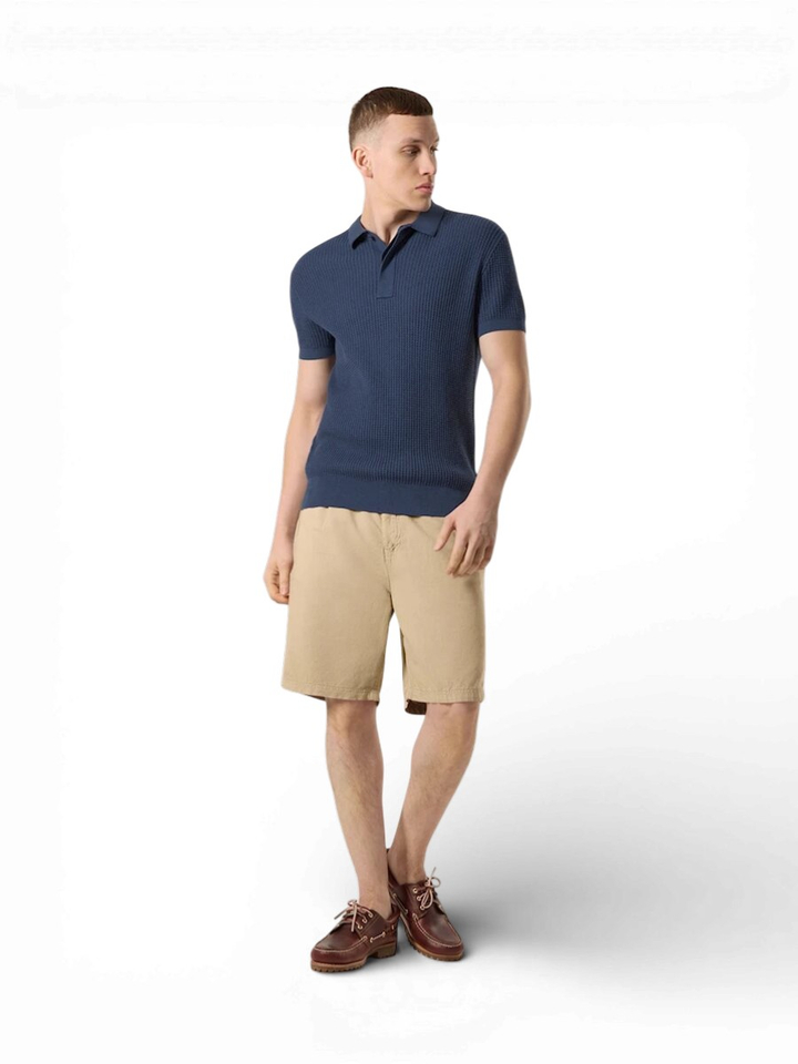 Blauwe polo met wafelstructuur Antwrp