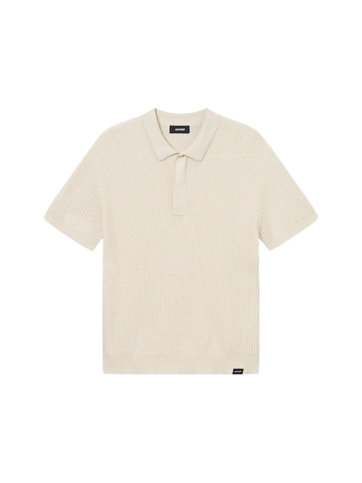 Ecru polo in wafelstructuur Antwrp