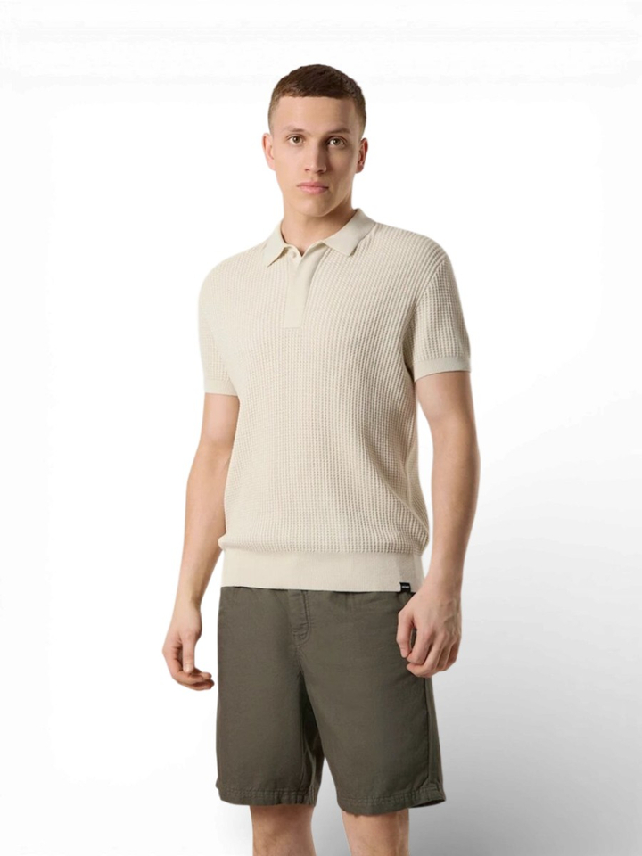 Ecru polo in wafelstructuur Antwrp