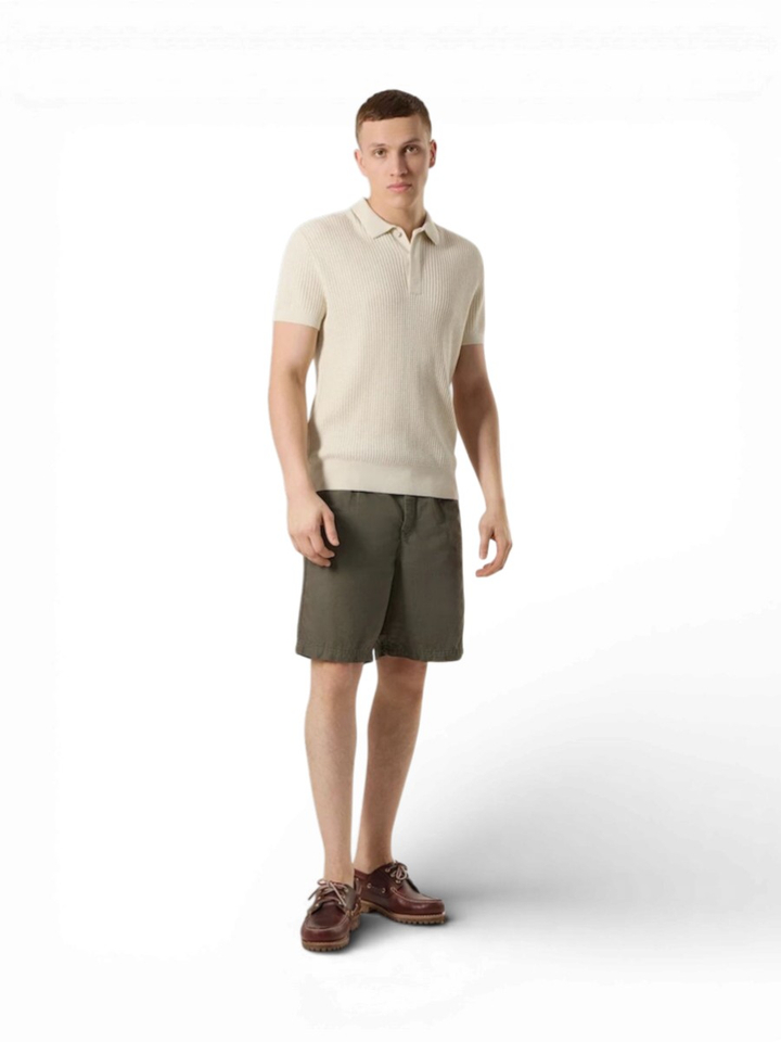 Ecru polo in wafelstructuur Antwrp