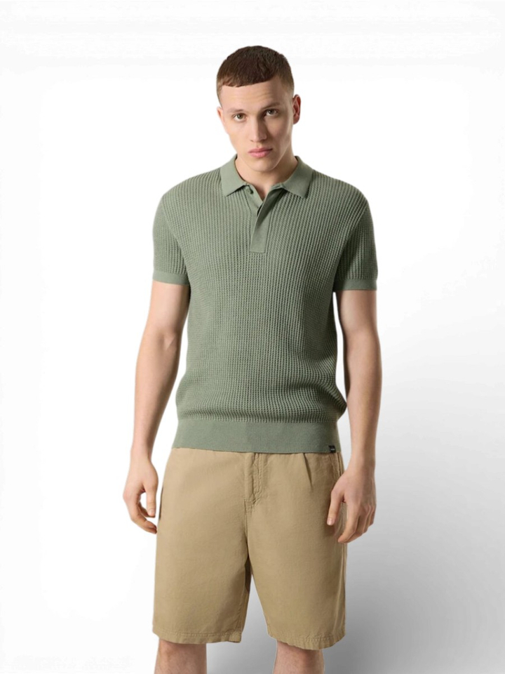 Groene polo met wafelstructuur Antwrp 