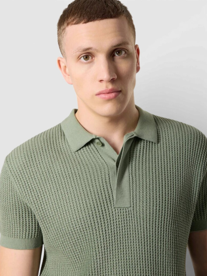 Groene polo met wafelstructuur Antwrp 