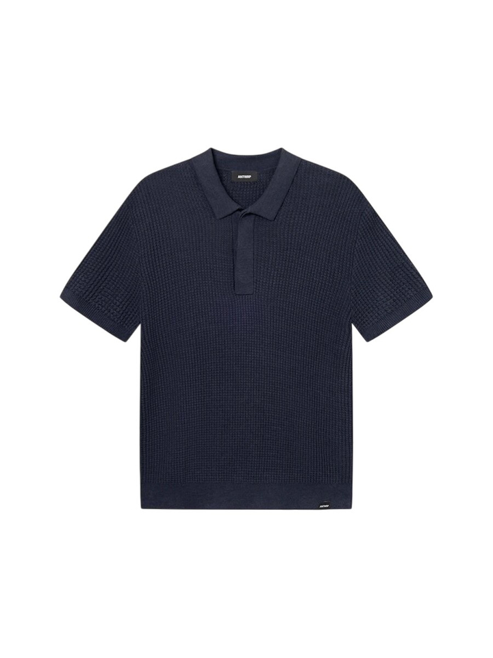 Donkerblauwe polo in wafelstructuur Antwrp