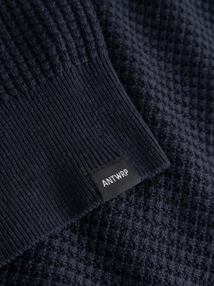 Donkerblauwe polo in wafelstructuur Antwrp