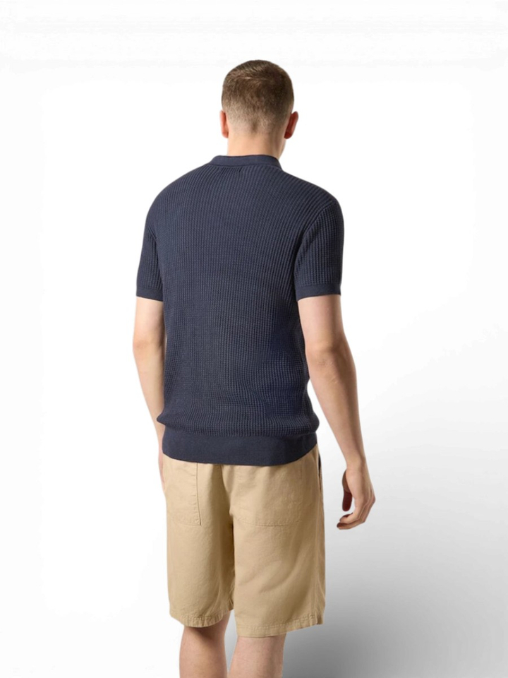 Donkerblauwe polo in wafelstructuur Antwrp