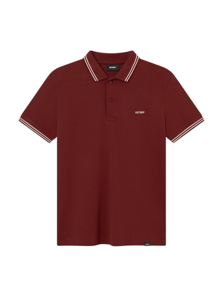 Bordeaux polo met merklogo op de borst Antwrp 