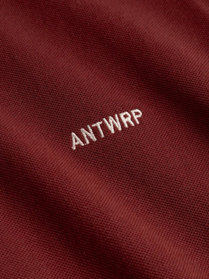 Bordeaux polo met merklogo op de borst Antwrp 