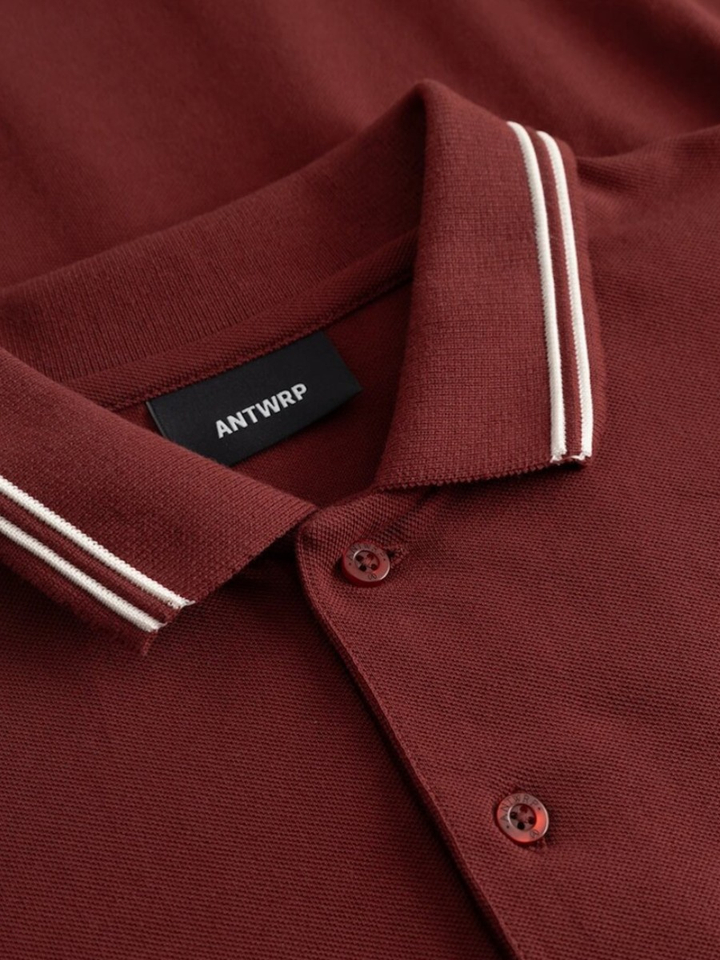Bordeaux polo met merklogo op de borst Antwrp 