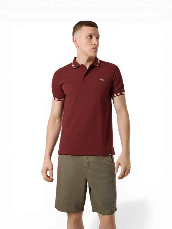 Bordeaux polo met merklogo op de borst Antwrp 