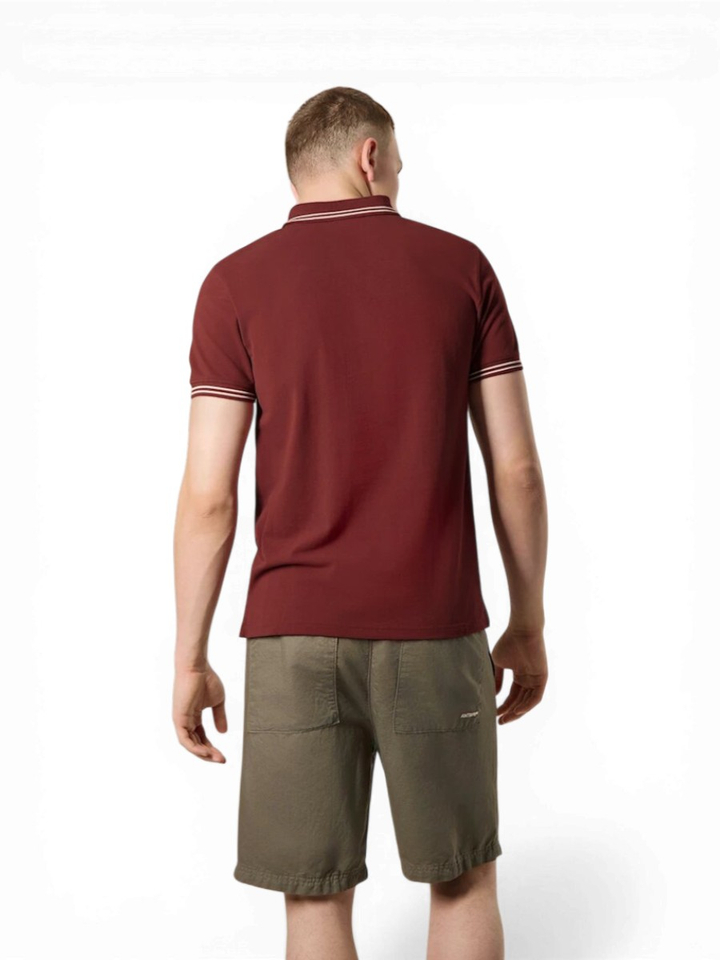 Bordeaux polo met merklogo op de borst Antwrp 