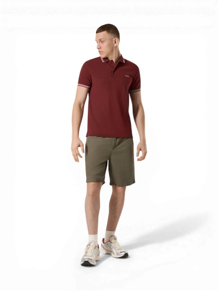 Bordeaux polo met merklogo op de borst Antwrp 