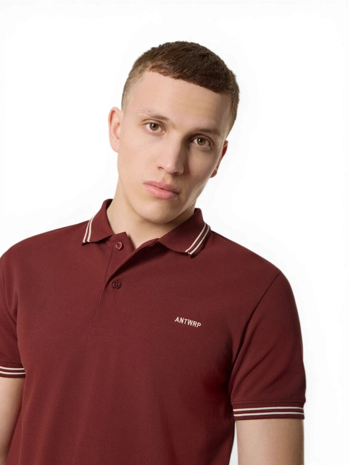 Bordeaux polo met merklogo op de borst Antwrp 