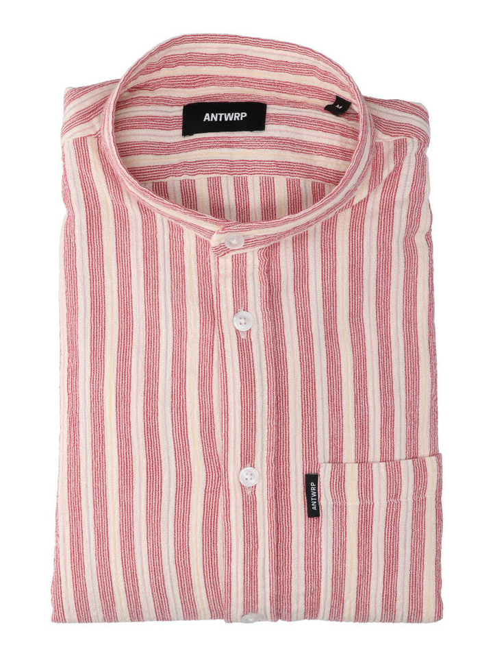 Bordeaux linnen hemd (regular fit) met strepen en lange mouwen Antwrp
