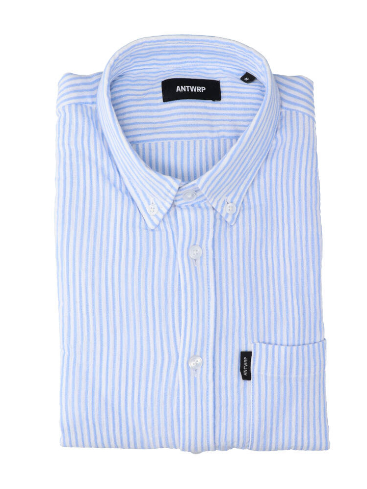 Wit katoenen hemd (regular fit) met blauwe strepen en lange mouwen Antwrp