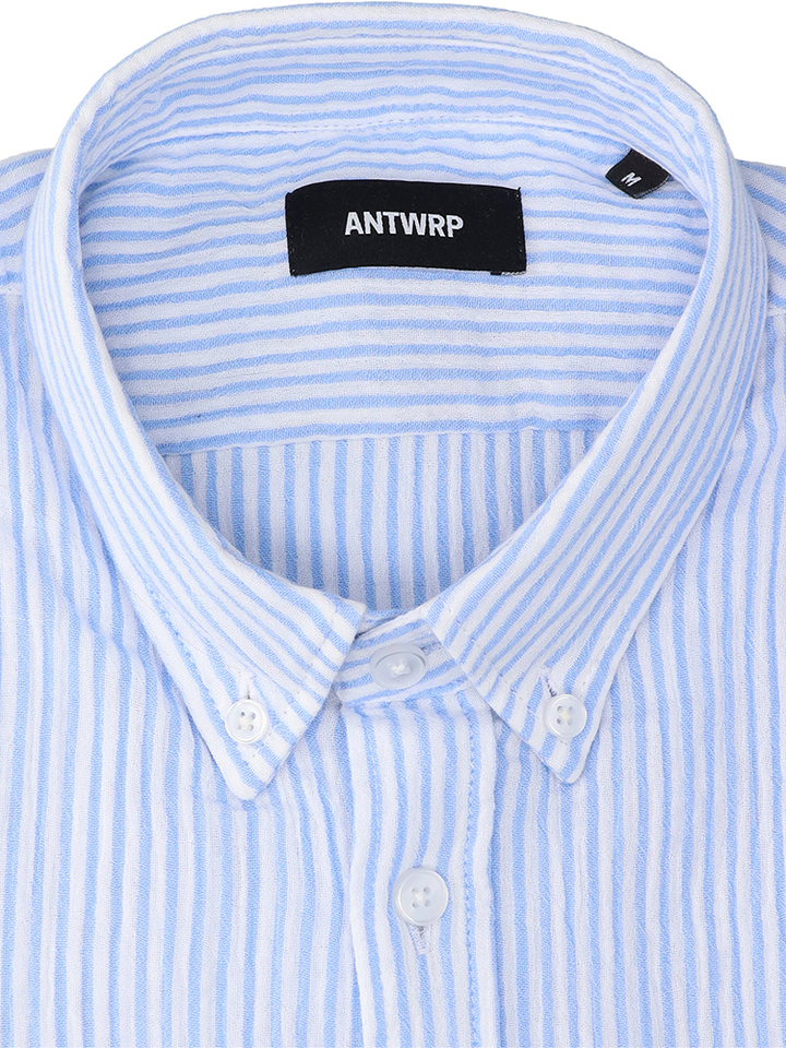 Wit katoenen hemd (regular fit) met blauwe strepen en lange mouwen Antwrp