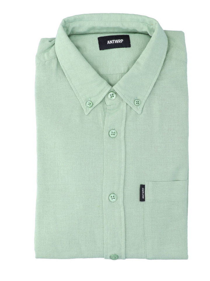 Groen linnen hemd (regular fit) met lange mouwen Antwrp