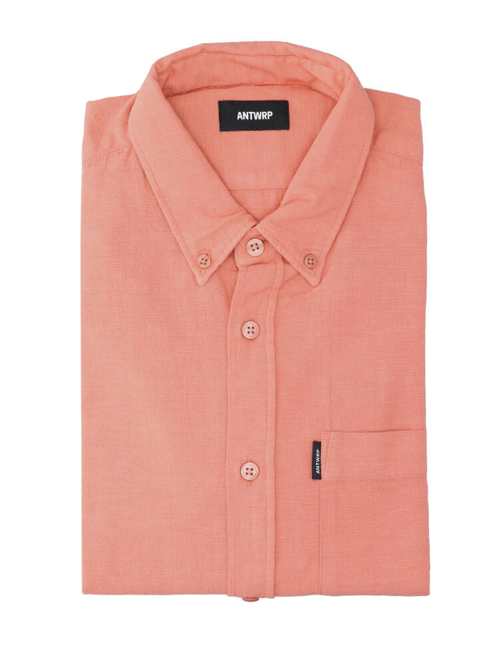 Zalmroze linnen hemd (regular fit) met lange mouwen Antwrp 