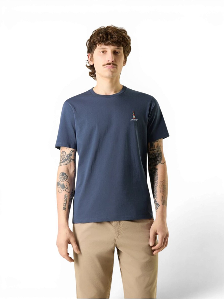 Blauwe t-shirt met logo Antwrp 