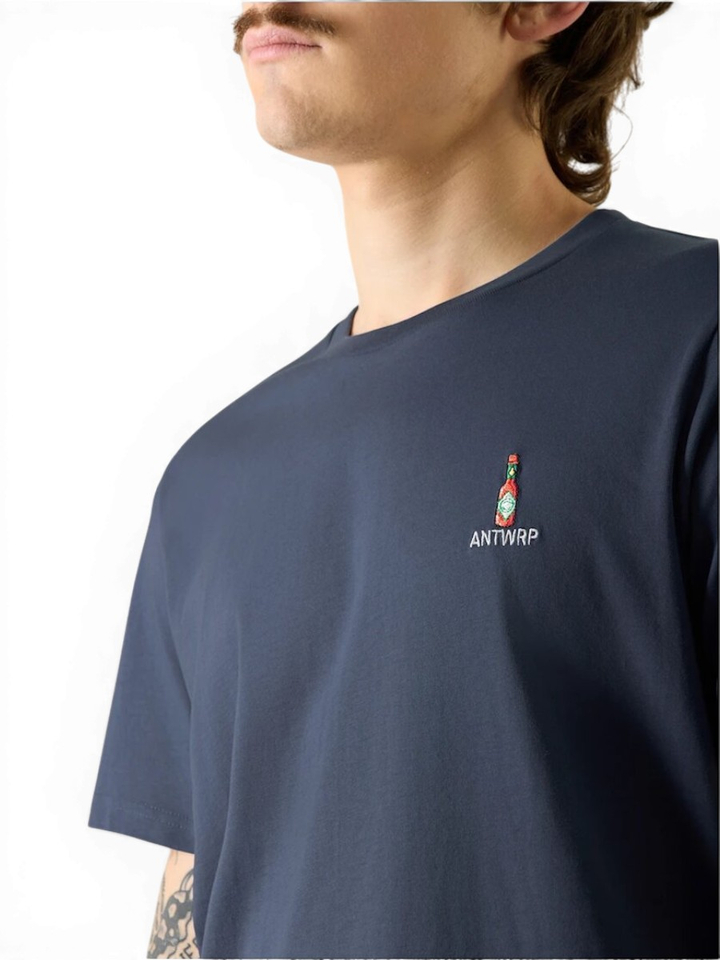 Blauwe t-shirt met logo Antwrp 