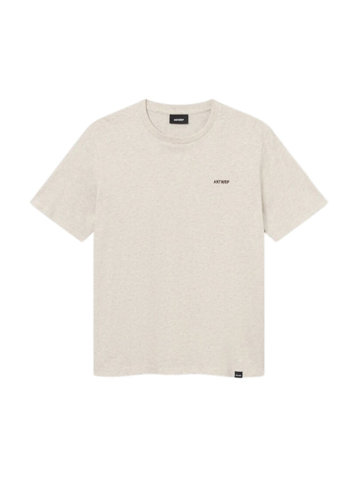 Beige t-shirt met bruin logo Antwrp 