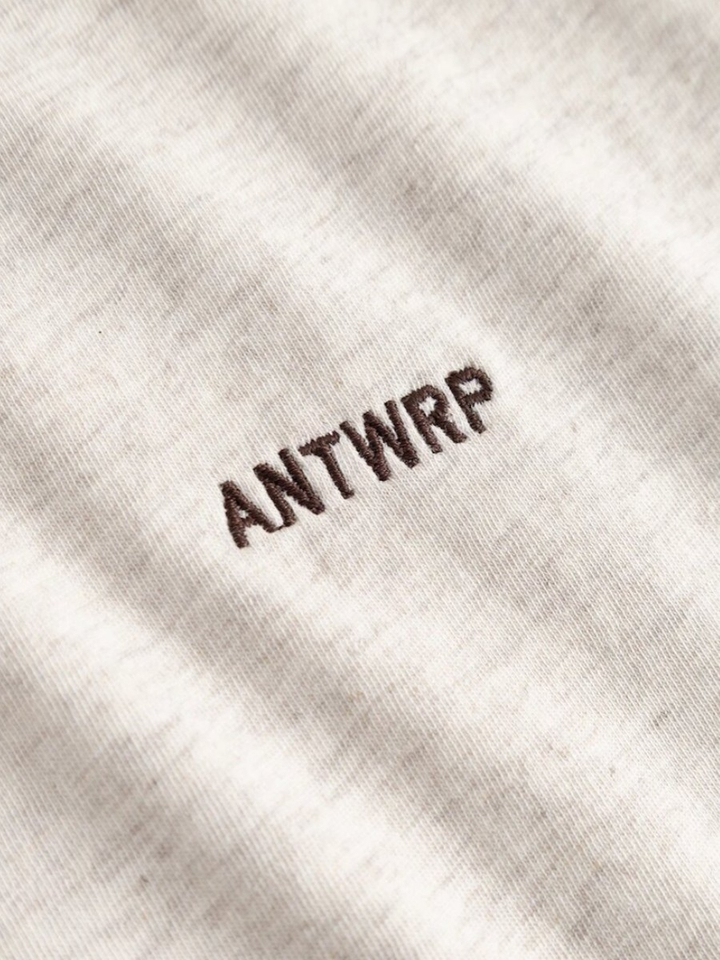 Beige t-shirt met bruin logo Antwrp 