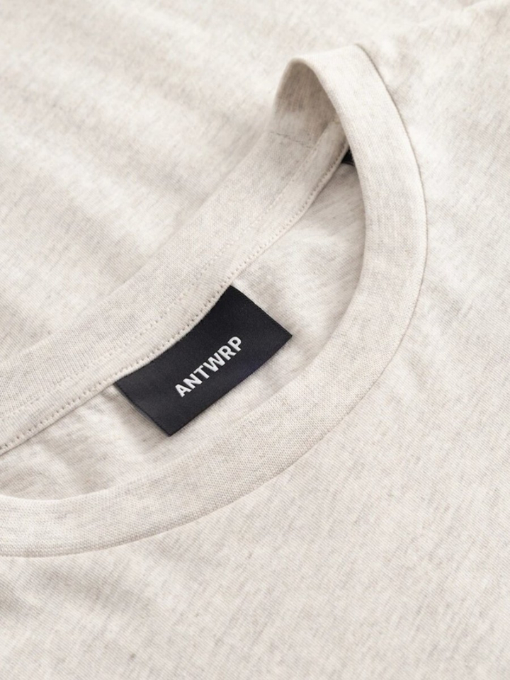 Beige t-shirt met bruin logo Antwrp 