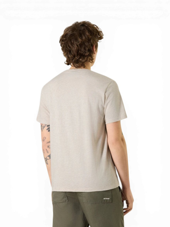 Beige t-shirt met bruin logo Antwrp 