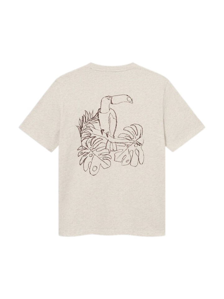 Beige t-shirt met bruine print op rugzijde Antwrp 