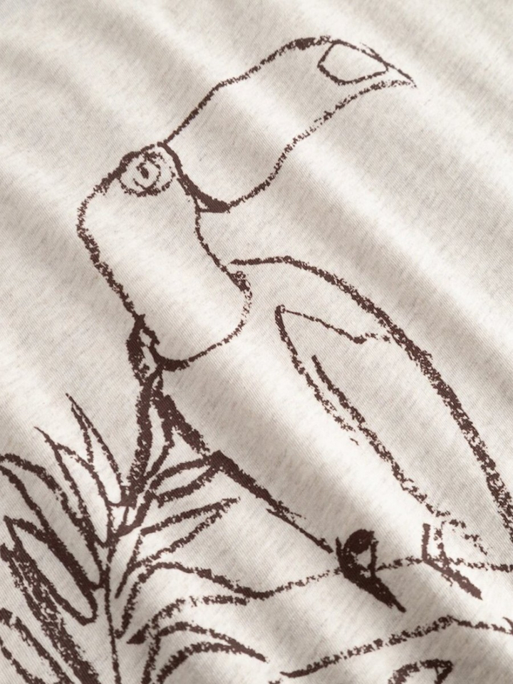 Beige t-shirt met bruine print op rugzijde Antwrp 