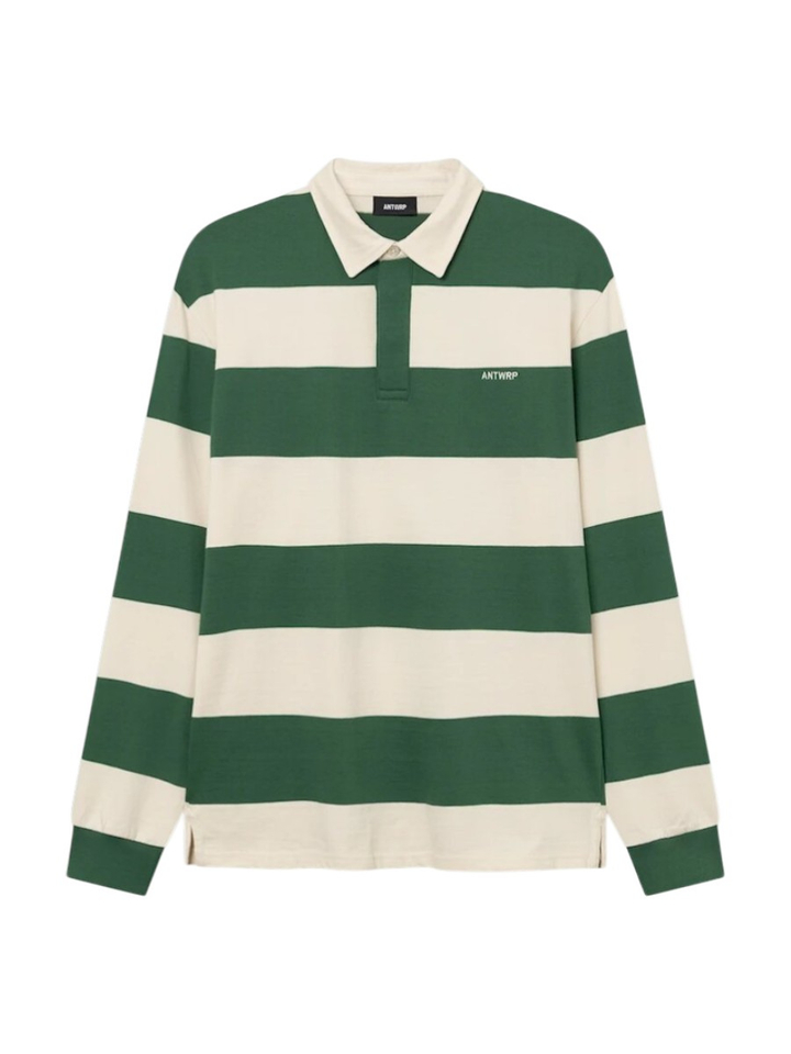 Groen wit gestreepte polo met lange mouwen Antwrp