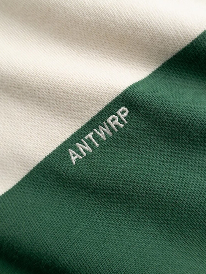 Groen wit gestreepte polo met lange mouwen Antwrp