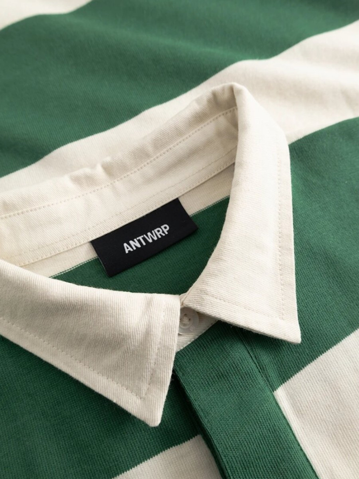 Groen wit gestreepte polo met lange mouwen Antwrp