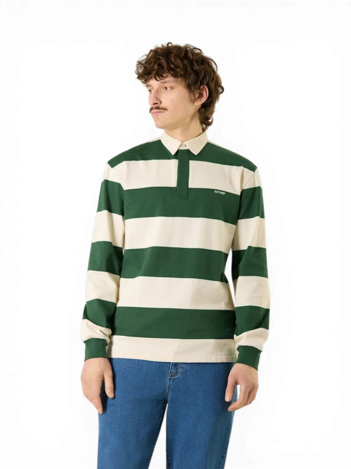 Groen wit gestreepte polo met lange mouwen Antwrp