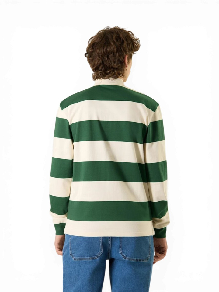 Groen wit gestreepte polo met lange mouwen Antwrp
