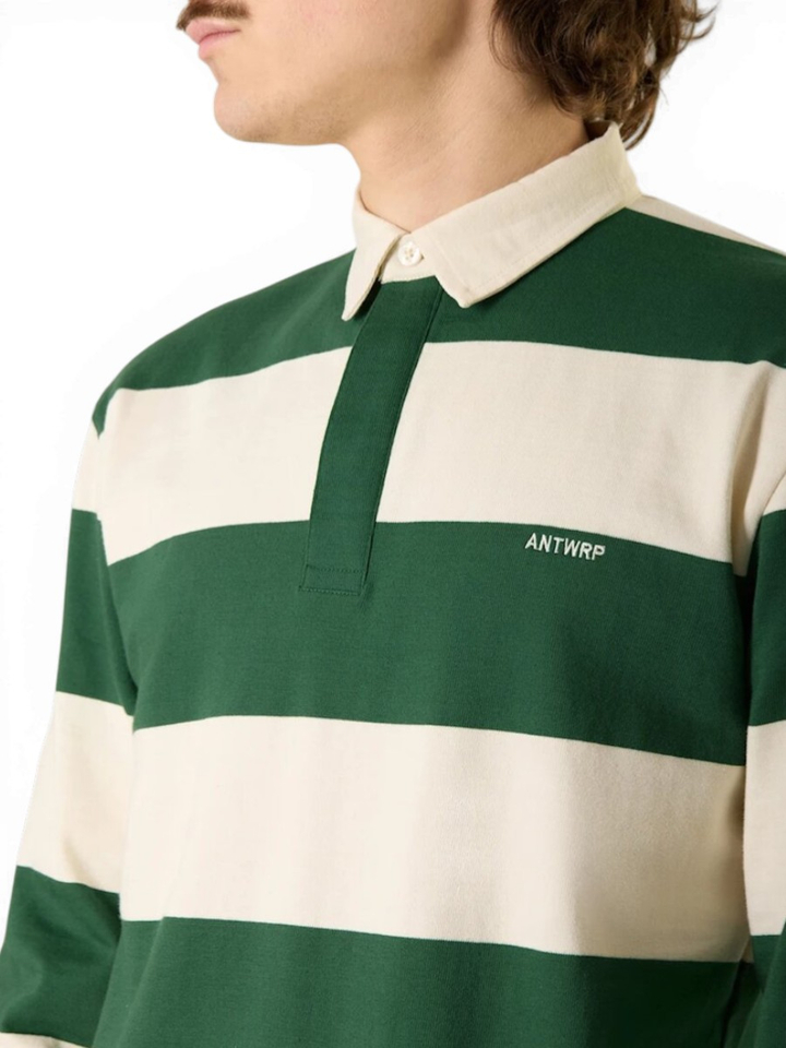 Groen wit gestreepte polo met lange mouwen Antwrp