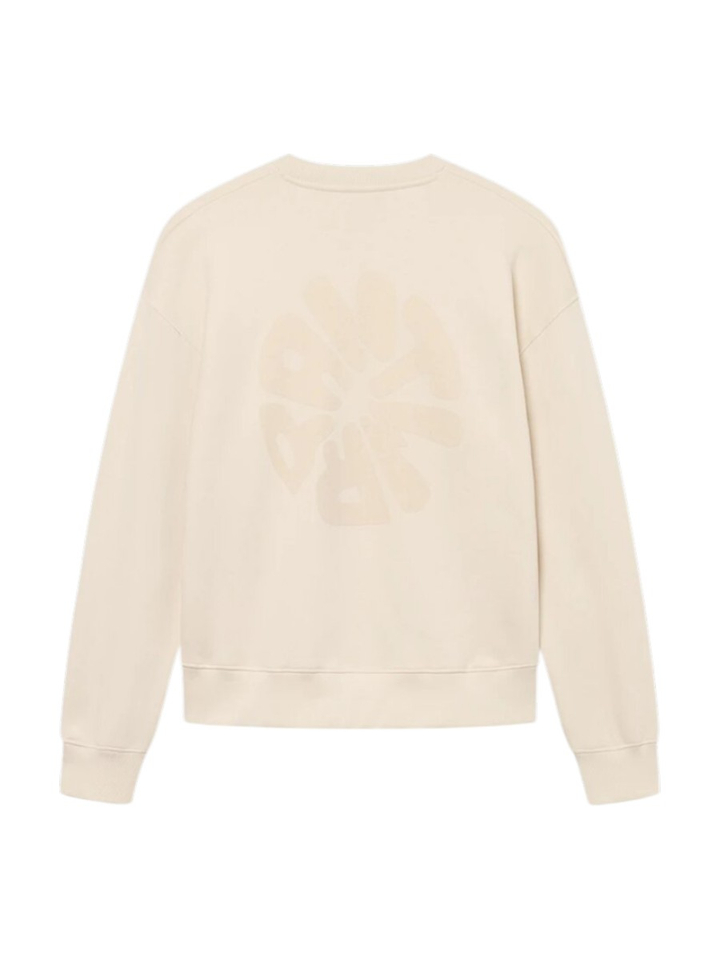 Ecrukleurige sweater met print op rugzijde Antwrp 