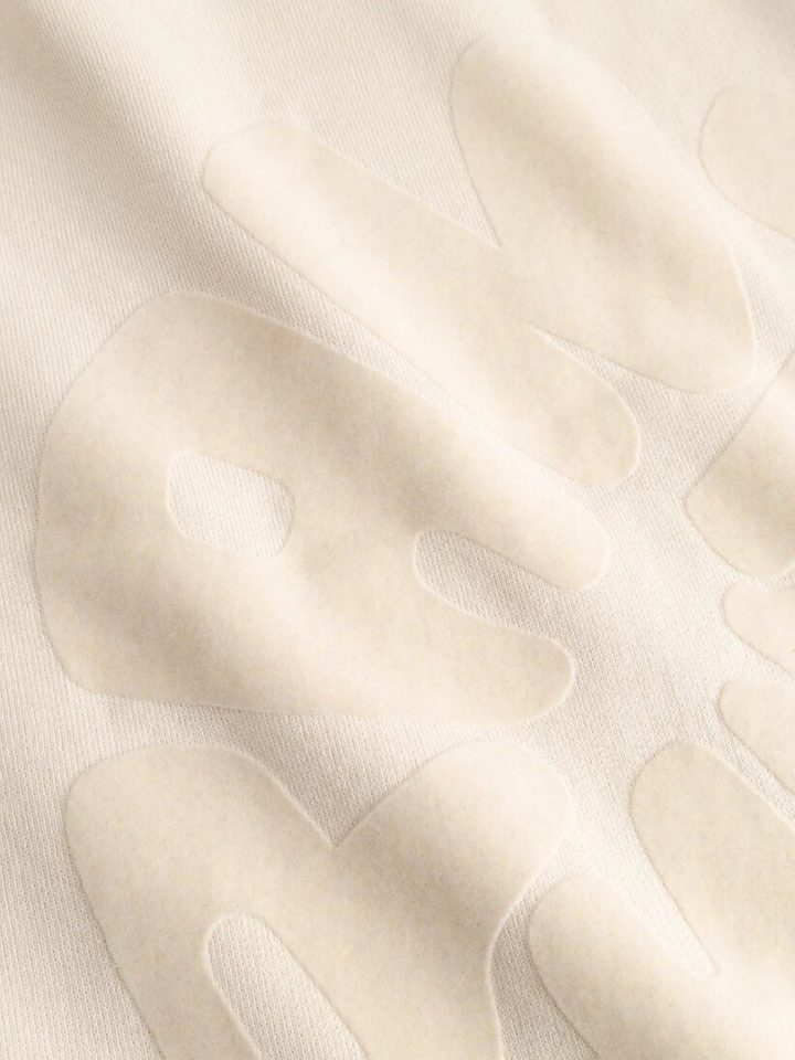 Ecrukleurige sweater met print op rugzijde Antwrp 