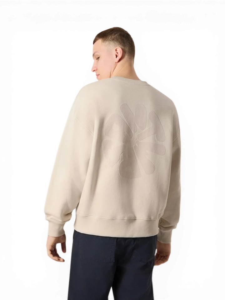 Ecrukleurige sweater met print op rugzijde Antwrp 