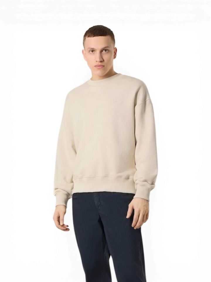 Ecrukleurige sweater met print op rugzijde Antwrp 