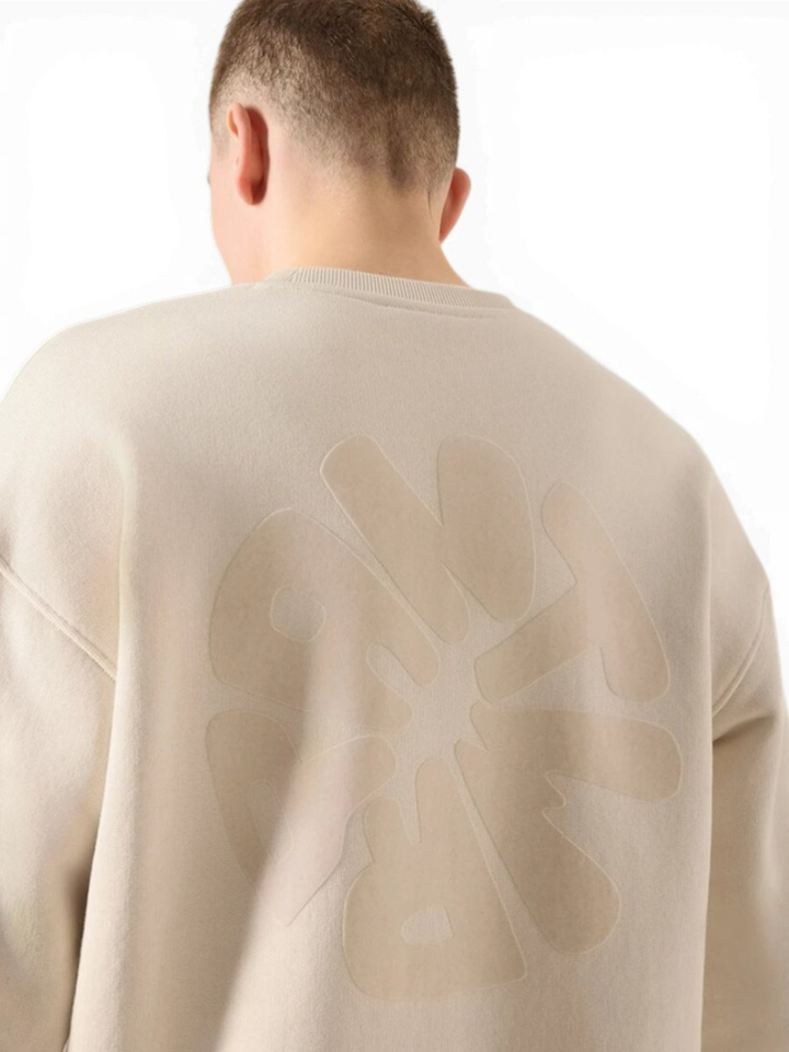 Ecrukleurige sweater met print op rugzijde Antwrp 