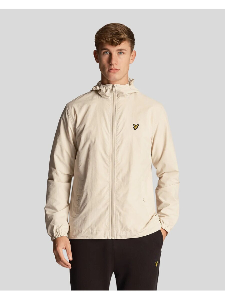 Beige halflange jas met rits en kap Lyle&Scott