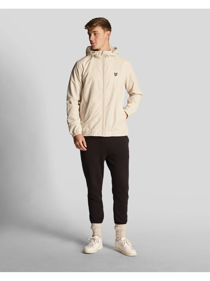 Beige halflange jas met rits en kap Lyle&Scott