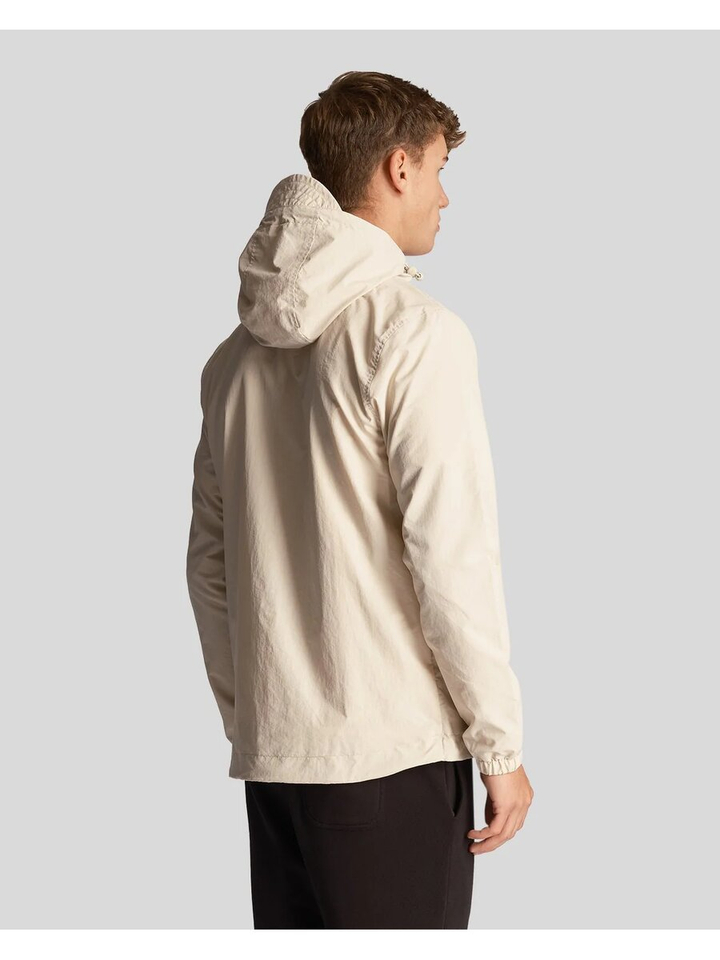 Beige halflange jas met rits en kap Lyle&Scott